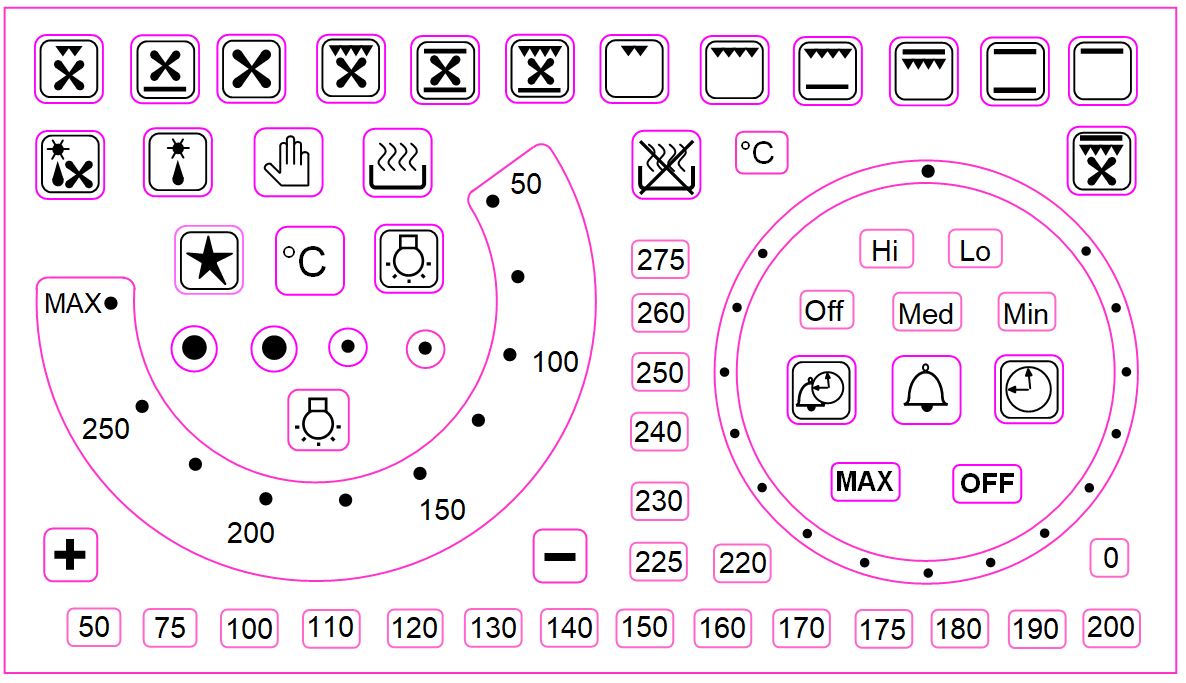 Replacement oven stickers decals with oven temperature dial + 21 separ
