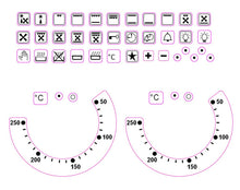 Load image into Gallery viewer, BUNDLE SET OF 36 OVEN-SYMBOLS STICKERS + PAIR OF OVEN DIAL TEMPERATURE STICKERS