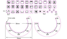 Load image into Gallery viewer, BUNDLE STICKER SET - 36 OVEN SYMBOLS + 2 OVEN TEMPERATURE STICKERS 50-275 WITH 50MM INNER DIAMETER