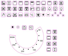 Load image into Gallery viewer, BUNDLE SET OF REPLACEMENT OVEN TEMPERATURE STICKER 50-250 + 49 ASSORTED OVEN SYMBOLS