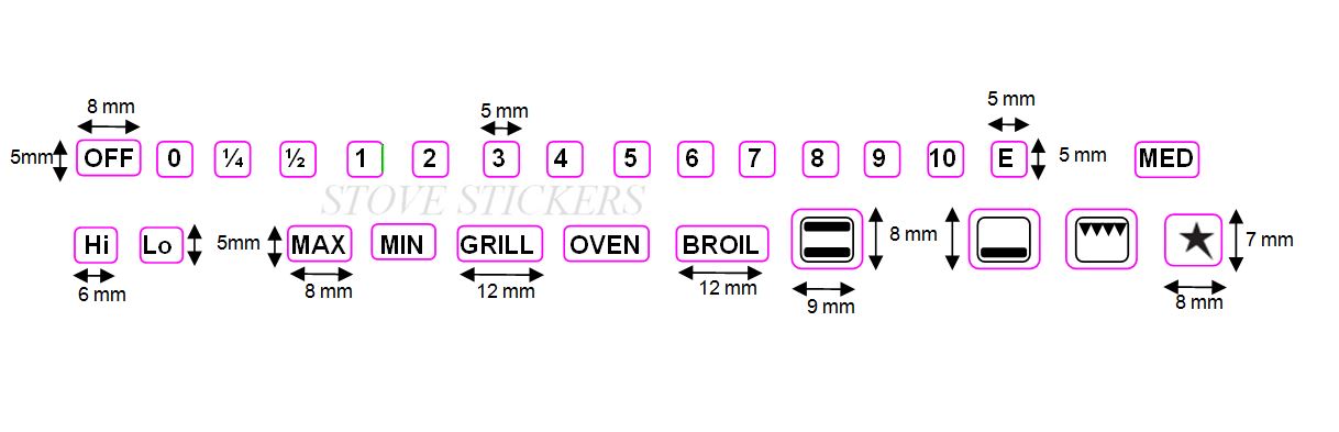 Wolf Ranges & Stoves Oven Range Stove Decal Set – Symbols & Labels For ...