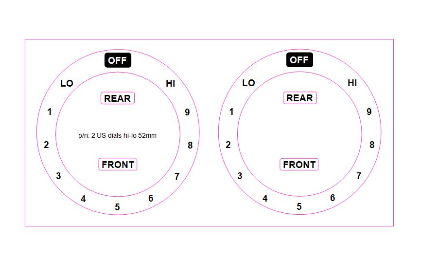 American style cooktop sticker decals. Consisting of 2 dials with OFF ...