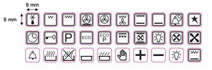 GOLD OR WHITE 30 ASSORTED OVEN SYMBOLS FOR STOVES, OVENS AND RANGES