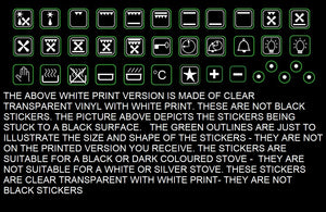 36 ASSORTED OVEN SYMBOLS FOR STOVES, OVENS AND RANGES