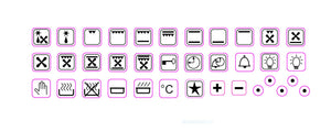 36 ASSORTED OVEN SYMBOLS FOR STOVES, OVENS AND RANGES