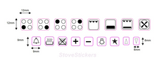 Load image into Gallery viewer, 4 RING HOB COOKER TOP STICKERS WITH 14 SYMBOLS