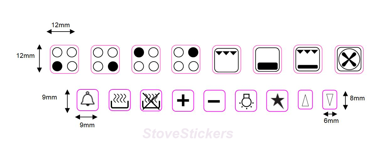 4 RING HOB COOKER TOP STICKERS WITH 14 SYMBOLS – Stove Stickers