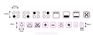 4 RING HOB COOKER TOP STICKERS WITH 14 SYMBOLS