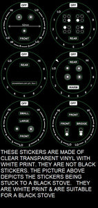 AMERICAN COOKER SET OF 6 DIALS + 4 RING COOKTOP STICKER MARKINGS