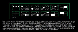 7 ring cooker stove top stickers with 5 indicating oven and grill position stickers