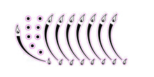 Load image into Gallery viewer, Set of 8 CLOCKWISE gas flame indicating hob stove top sticker decals plus 8 dots
