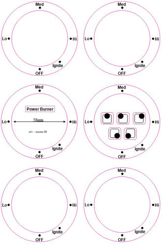 AMERICAN STYLE COOKTOP DECALS WITH OFF AT BOTTOM w5cg3625xb