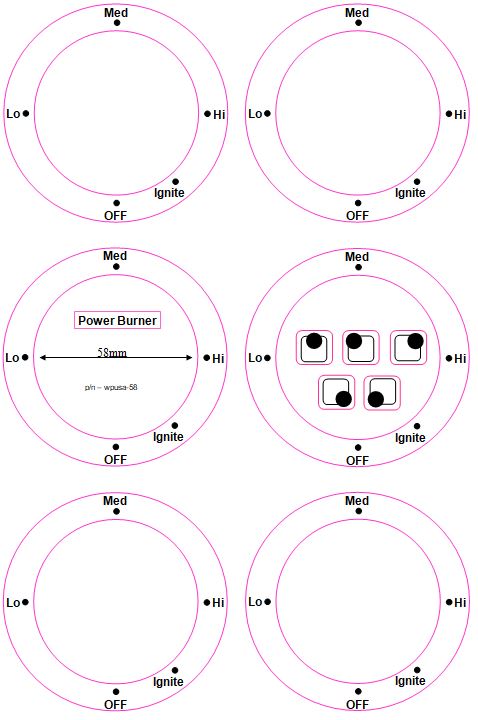 AMERICAN STYLE COOKTOP DECALS WITH OFF AT BOTTOM w5cg3625xb