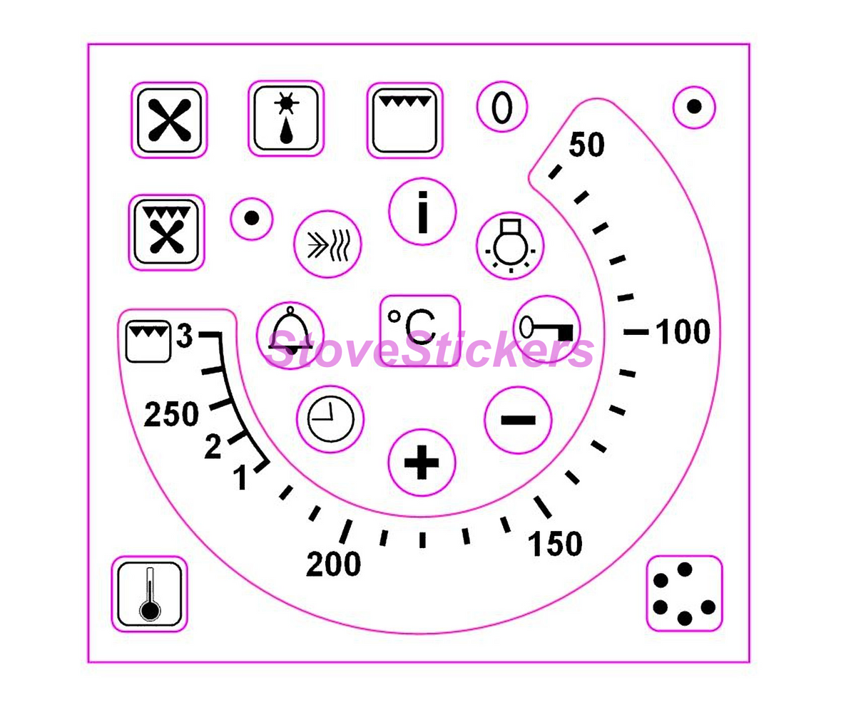 50250 TEMPERATURE NUMBERS with grill markings + 44mm inner diameter a Stove Stickers