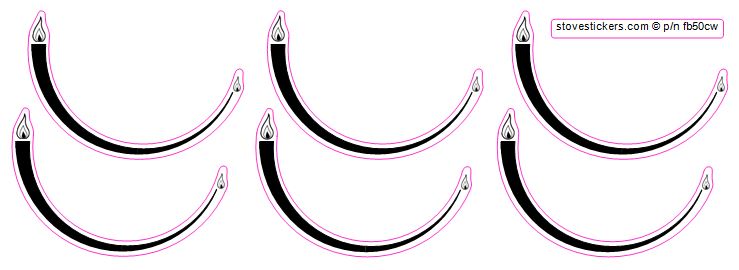 GAS STOVE FLAME SYMBOLS 50mm DIAMETER CLOCKWISE