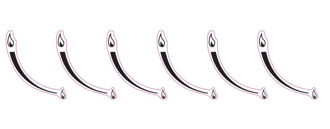Set of 6 gas flame indicating hob cooker stove sticker decals CLOCKWISE