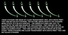 Load image into Gallery viewer, Set of 6 gas flame indicating hob cooker stove sticker decals CLOCKWISE