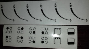 BUNDLE SET - DOUBLE SET OF 4 RING HOB BURNER INDICATOR STICKERS + SET OF 6 GAS FLAME HOB STICKERS