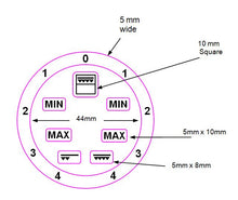 Load image into Gallery viewer, GRILL GRADIENT DIAL 0-4 LEFT AND RIGHT WITH 48MM INNER DIAMETER + 7 SYMBOLS