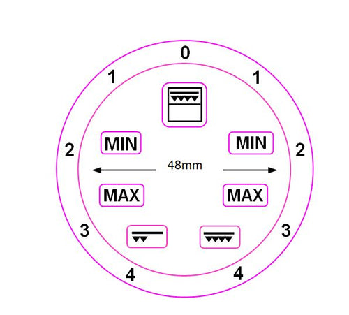GRILL GRADIENT DIAL 0-4 LEFT AND RIGHT WITH 48MM INNER DIAMETER + 7 SYMBOLS