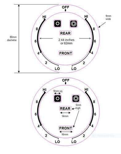 2 DIALS X HI-8-6-4-2 LO - LO-2-4-6-8-HI FOR AN AMERICAN STYLE COOKTOP