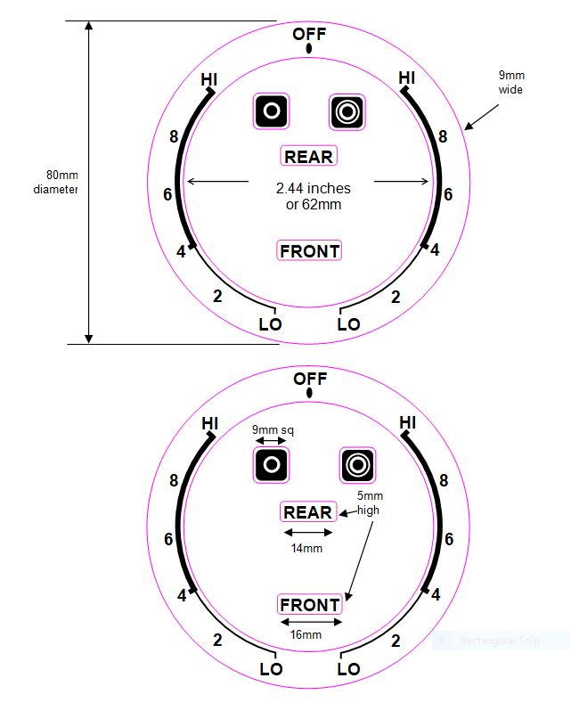 2 DIALS X HI-8-6-4-2 LO - LO-2-4-6-8-HI FOR AN AMERICAN STYLE COOKTOP