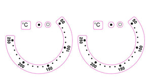 OVEN TEMPERATURE MARKINGS 50-250 (WITH WRAP AROUND NUMBERS AND DOTS)