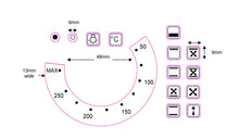 Load image into Gallery viewer, 50-250 TEMPERATURE NUMBERS WITH 13 OVEN SYMBOL STICKERS