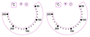 OVEN TEMPERATURE MARKINGS 50-250 (WITH LINES)