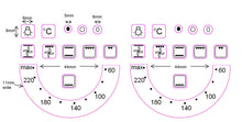 Load image into Gallery viewer, PAIR OF 60-220 OVEN TEMPERATURE MARKINGS WITH 22 SYMBOLS