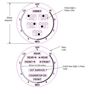 2 DIALS -  LO-MED-HI - anti clockwise FOR AN AMERICAN STYLE COOKTOP