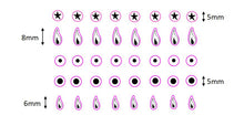 Load image into Gallery viewer, SET OF SMALL INDIVIDUAL COOKER TOP/HOB GAS FLAME STICKERS WITH ASSOCIATED STICKER SYMBOLS