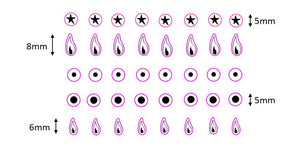 SET OF SMALL INDIVIDUAL COOKER TOP/HOB GAS FLAME STICKERS WITH ASSOCIATED STICKER SYMBOLS