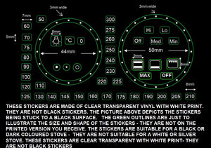 SEPARATE OVEN TEMPERATURE NUMBERS AND SYMBOLS WITH 44mm & 50mm CIRCLES