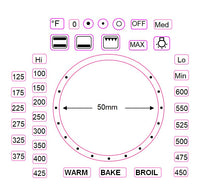 Load image into Gallery viewer, FAHRENHEIT SEPARATE OVEN TEMPERATURE NUMBERS- Black print on clear - for a silver or white oven