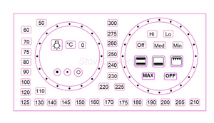 SEPARATE OVEN TEMPERATURE NUMBERS AND SYMBOLS WITH 44mm & 50mm CIRCLES