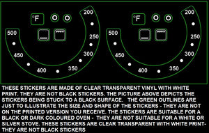 FAHRENHEIT OVEN TEMPERATURE STICKERS 200-500