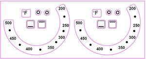 FAHRENHEIT OVEN TEMPERATURE STICKERS 200-500