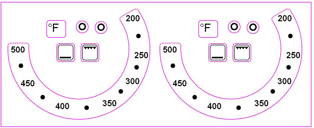FAHRENHEIT OVEN TEMPERATURE STICKERS 200-500