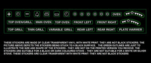 OVEN AND STOVE LETTERING WITH VERY SMALL SYMBOLS