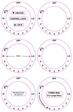 Load image into Gallery viewer, AMERICAN STYLE COOKTOP DECALS - CONSISTING OF 6 DIALS MARKED LO THRU HI IN A CLOCKWISE DIRECTION