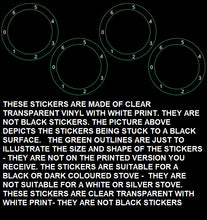 Load image into Gallery viewer, STOVE COOKER HOB DIAL KNOB NUMBERS STICKERS WITH LEFT FACING ZERO with numbers 1-6 anti clockwise